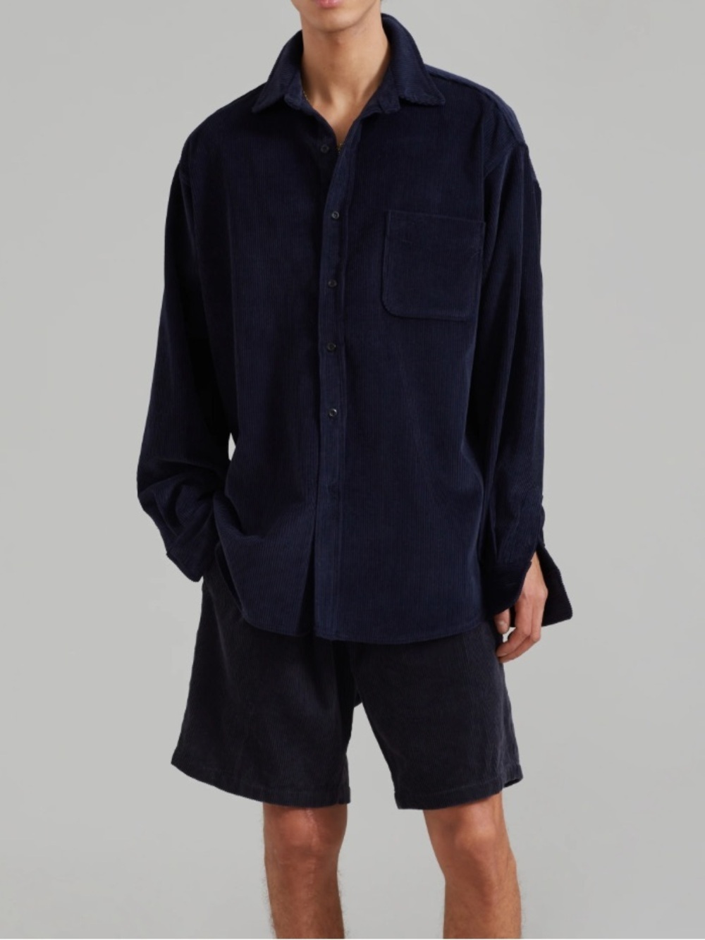 The Frankie Shop Oversized Navy Corduroy Button Up Size Small